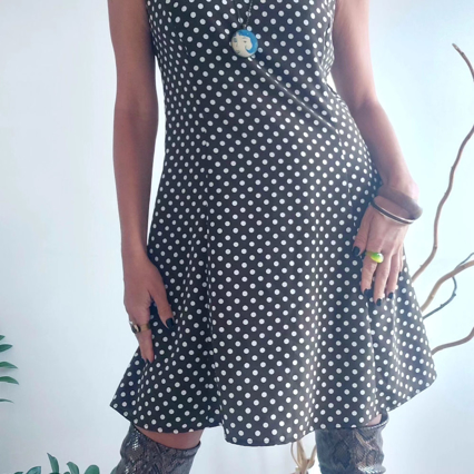 Slika: Vintage točkasta haljina francuske marke, S/M