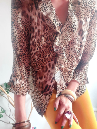 Slika: Vintage leopard košulja povišenih ramena, S/L