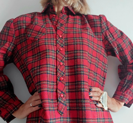 Slika: Vintage dulja karirana košulja, L ili oversize